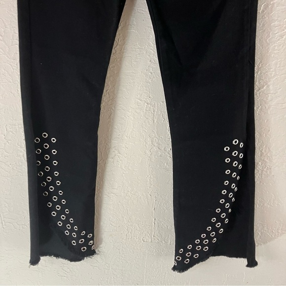 Misa The Super Star Cropped Split Hem Grommet Flare Jeans in Black - Picture 5 of 10
